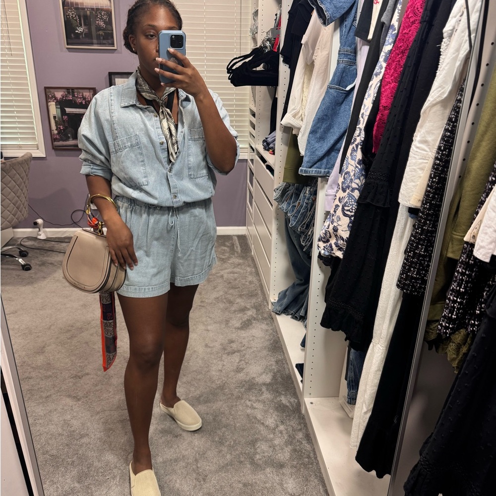 Everly Soft Blue Denim Jumpsuit